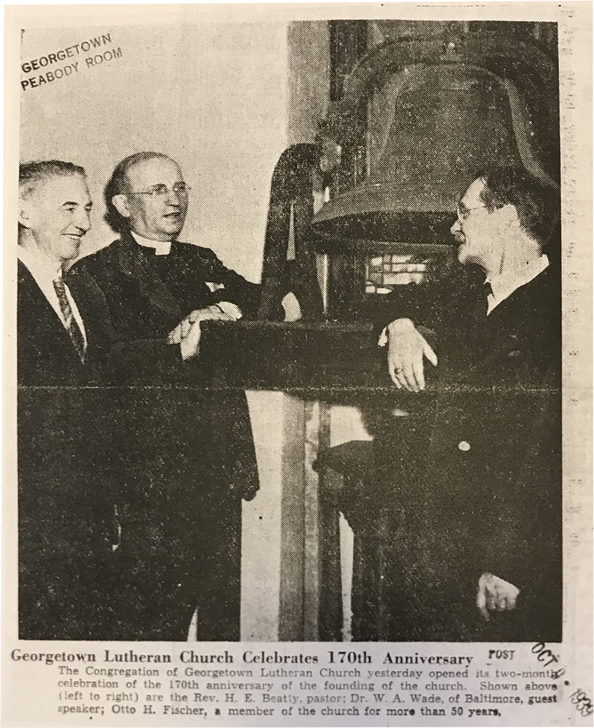 1939 Washington Post Article on Georgetown Lutheran Church 170th Anniversary with Bell