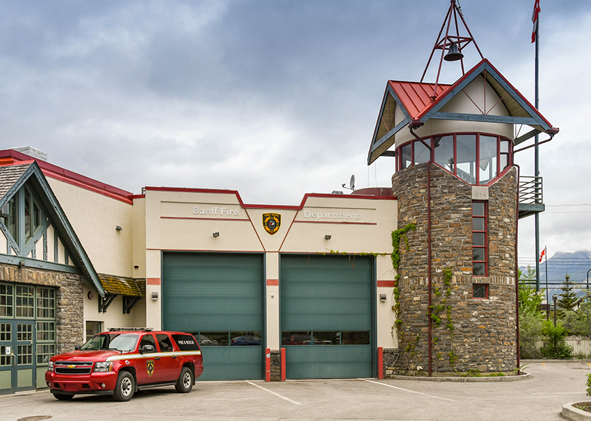 Fire bell at Banff Fire Department in Alberta, Canada
