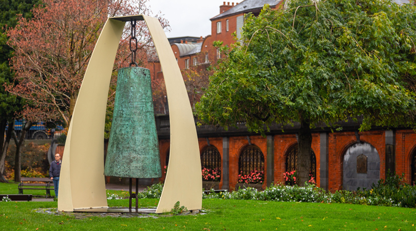 bell in st patrick park in dublin ireland