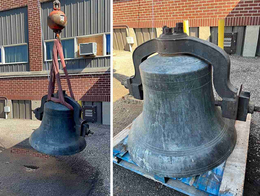 Composite image of the bell at St. Bernard's Church in Thief River Falls, Minnesota