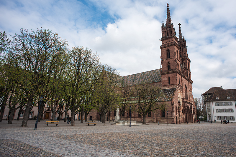 Bell towers at Münster cathedral in Basel Switzerland