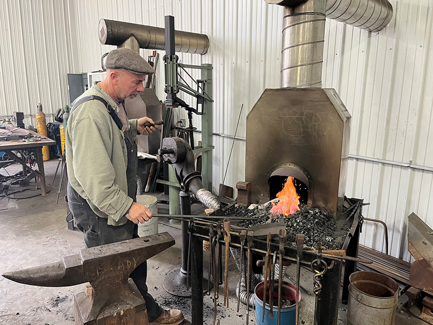 Steel is heated for a bell hook