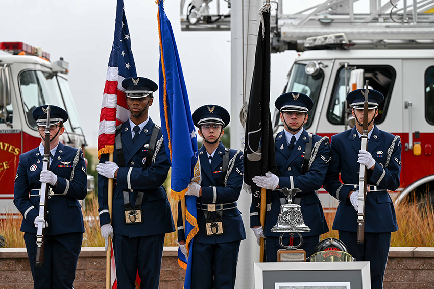 Buckley Honor Guard posts the colors during Patriot Day at Buckley Space Force Base, Colorado, on Sept. 11, 2023