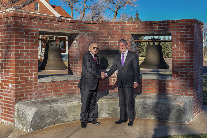 Defense Secretary Mattis with Philippine Ambassador and Bells of Balangiga