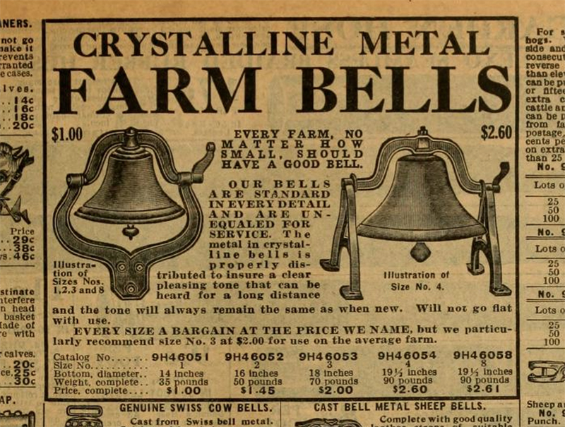 Farm bell ad in Sears, Roebuck and Co. Spring 1912 catalog