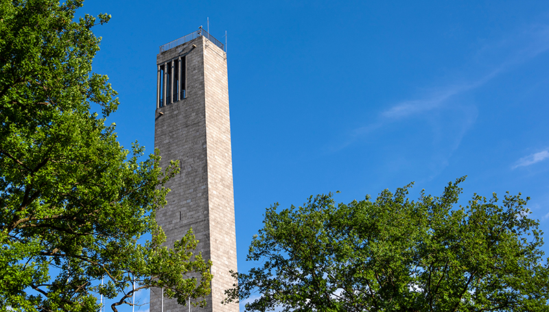 The Glockenturm or bell tower rises above the Olympiastadion in Berlin