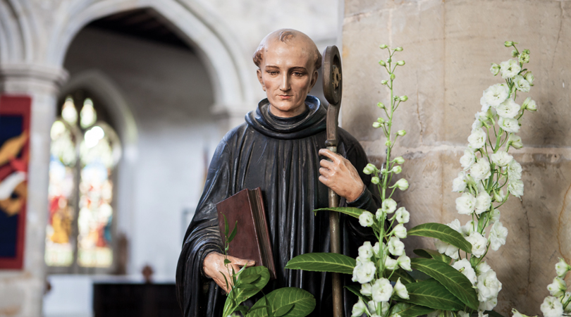 Statue of St. Dunstan, patron saint of bell ringers