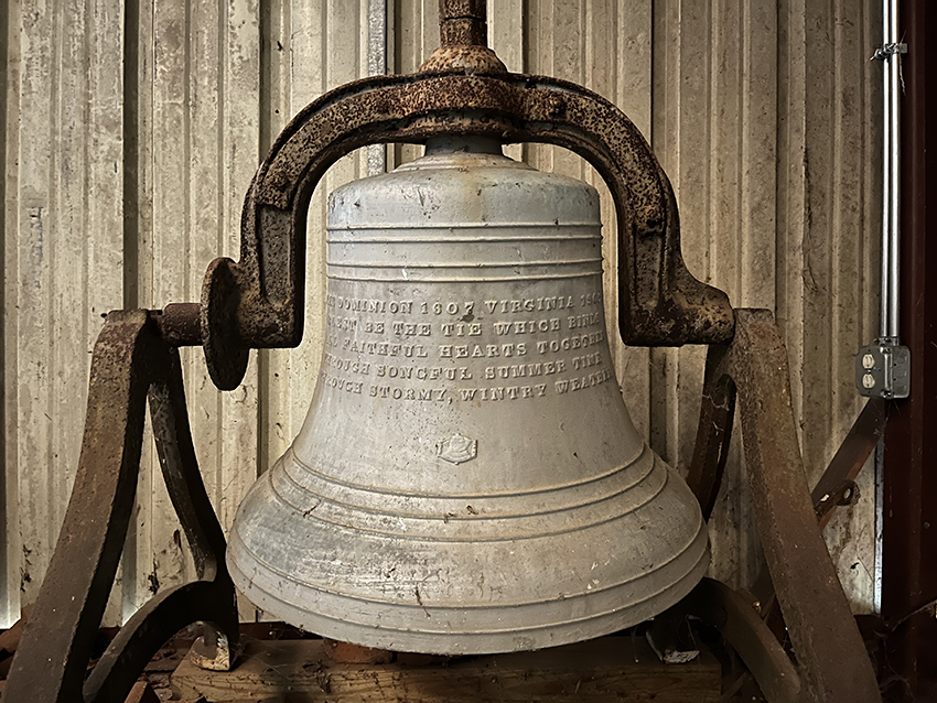 The Pocahontas Bell in storage at Elk Hill