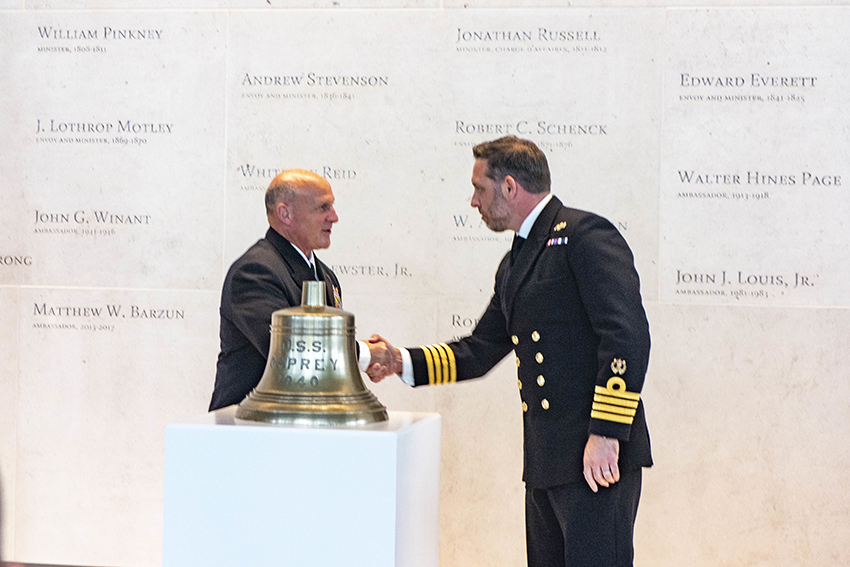 Ship's bell from the USS Osprey returned to the United States