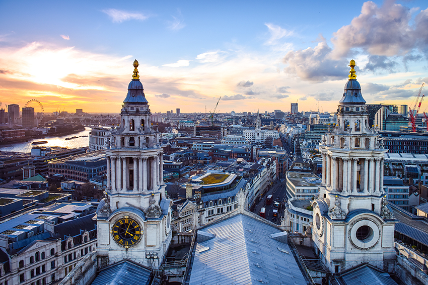 Bell towers at St. Paul's Cathedral in London