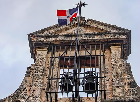 Bells in a belfry in the Dominican Republic