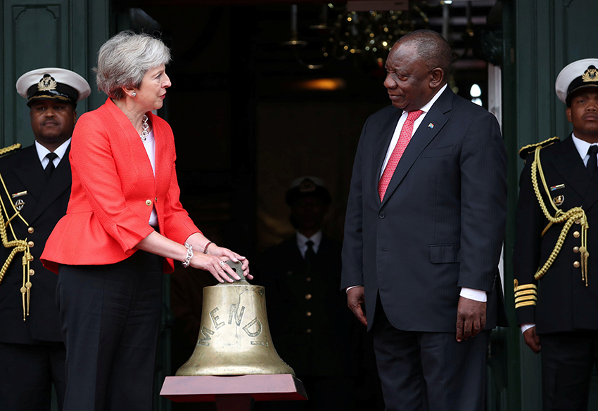Theresa May Presents SS Mendi Bell to Cyril Ramaphosa as Diplomatic Gift