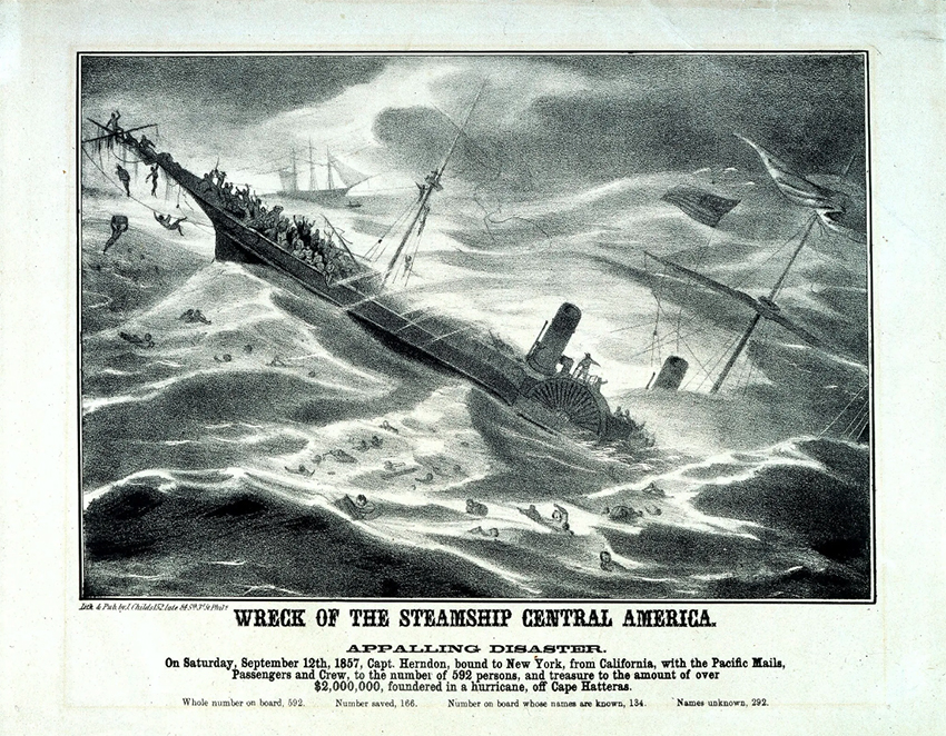 Wreck of the Steamship Central America Lithograph